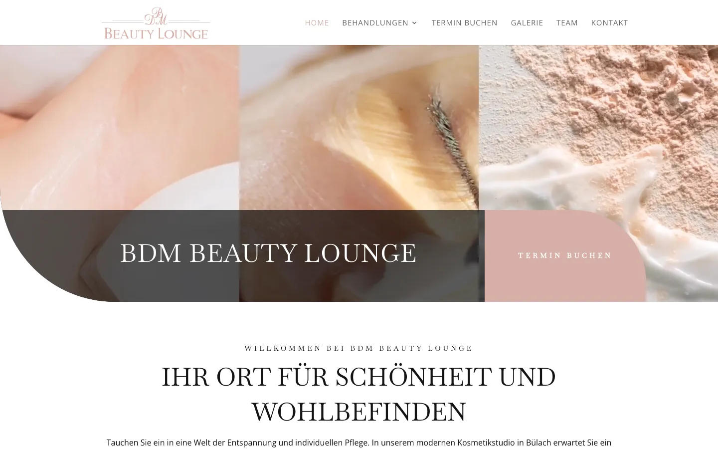 BDM Beauty Lounge – Website auf dem Desktop